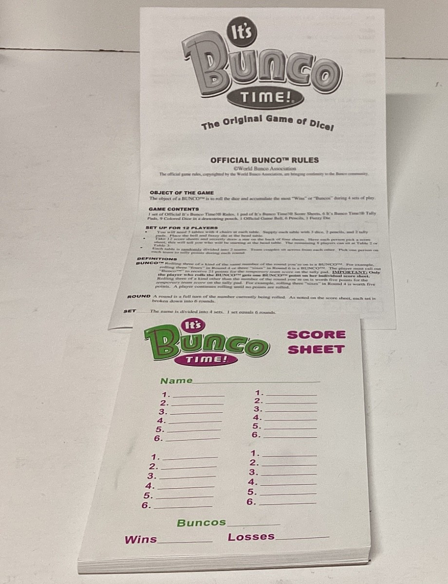 New Open Box “It’s Bunco Time” Dice Game, All Supplies Included, Age 10 To Adult