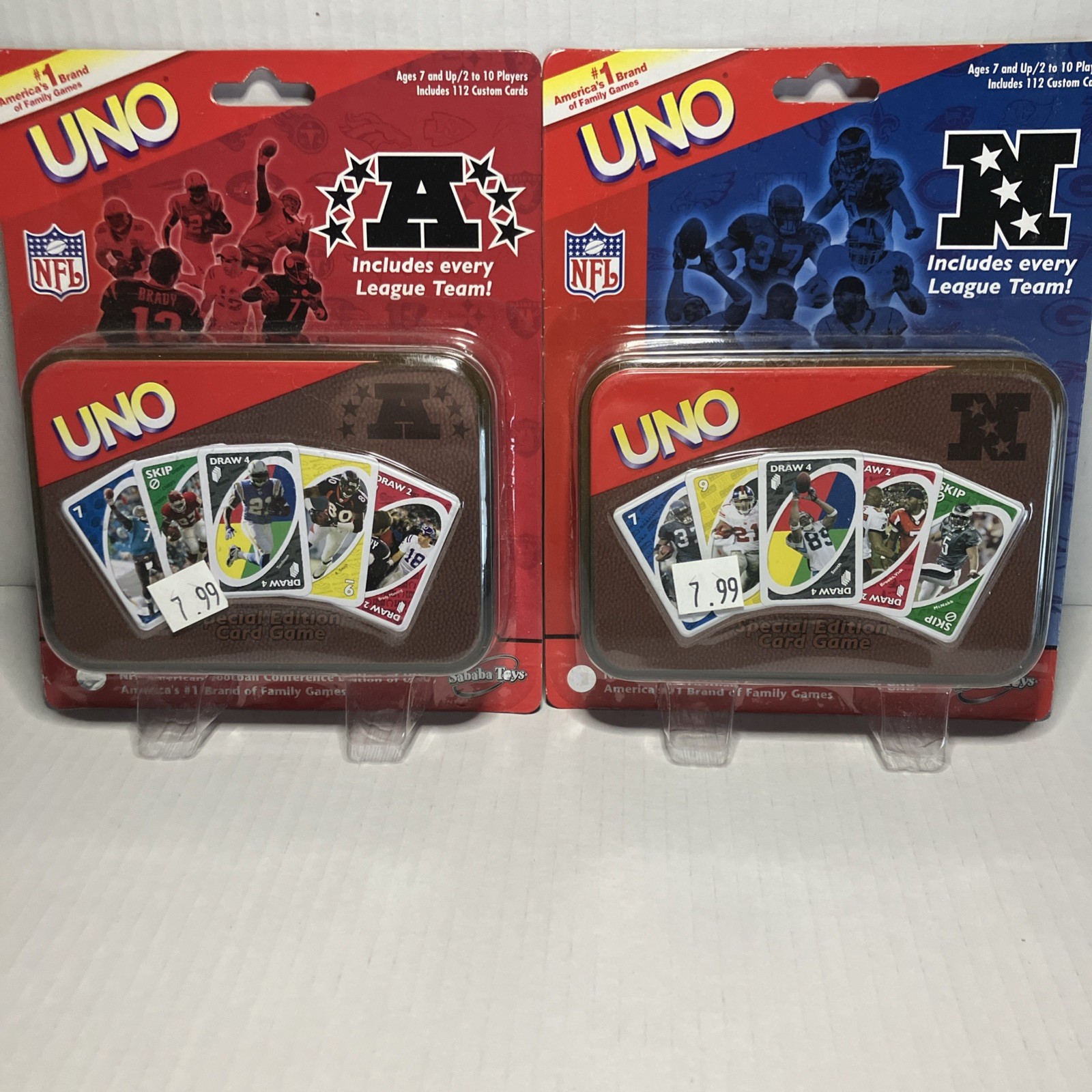 NIB NFL Special Edition Tin 2006 Mattel Card Uno Sets. NFC and AFC editions.
