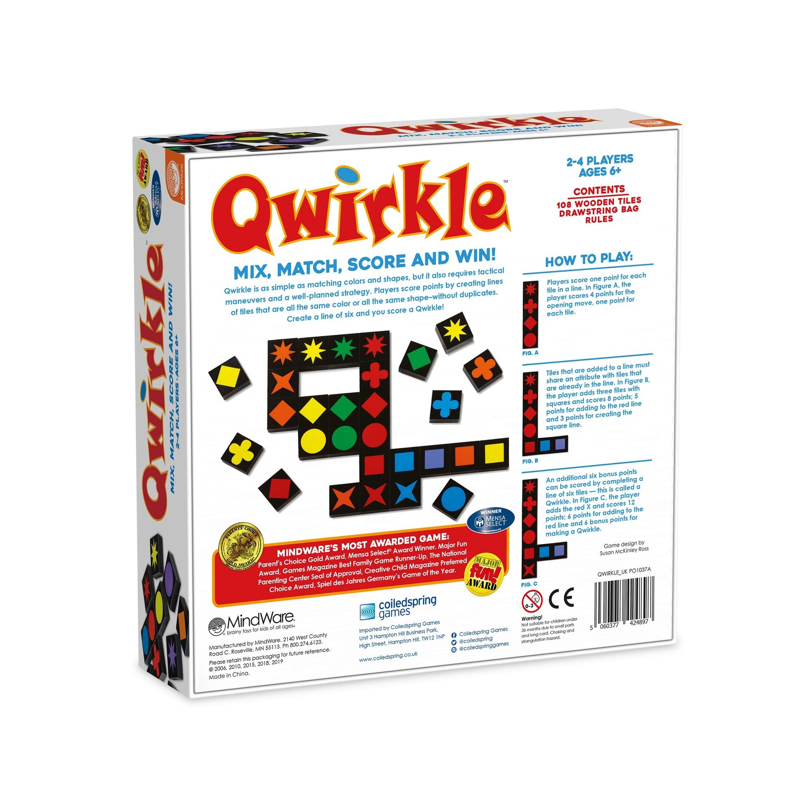 Mindware | Qwirkle UK Edition | Board Game | Ages 6+ | One Size, Multicolor