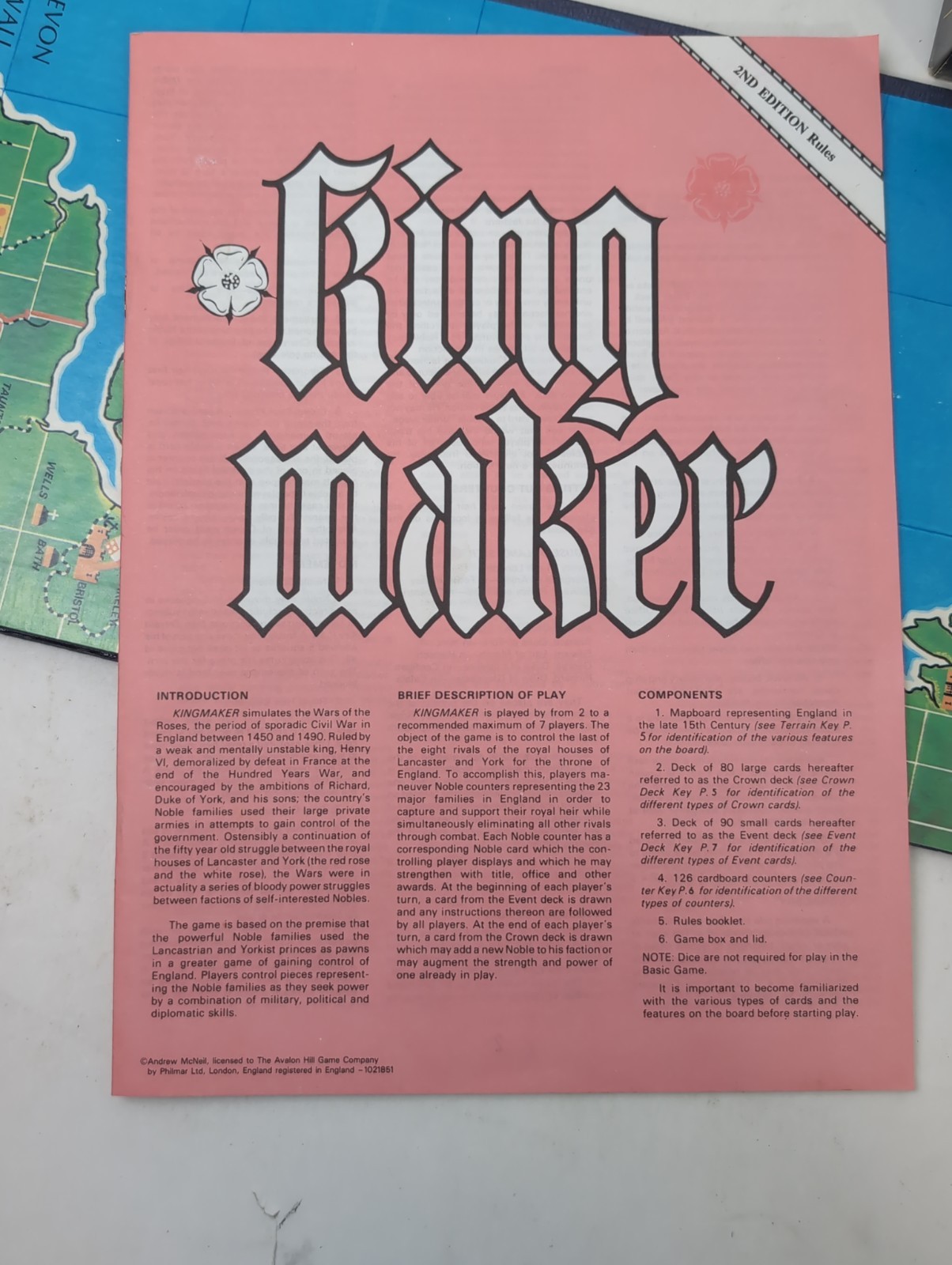KINGMAKER “War Of The Roses- 15 Century” #818- Avalon Hill – Complete