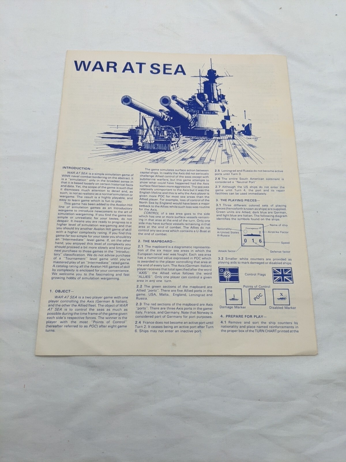 Avalon Hill War At Sea Board Game Complete