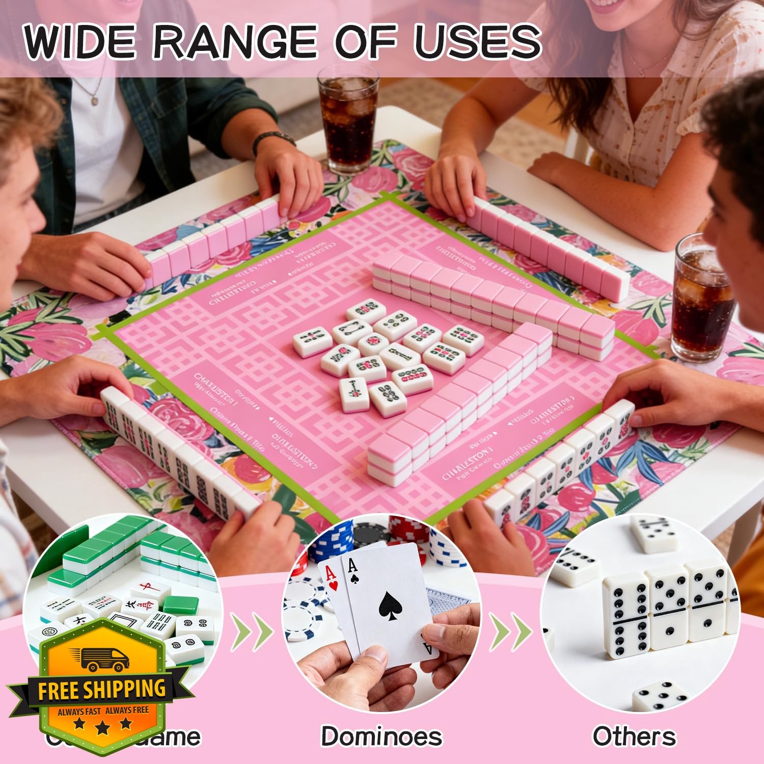 ZWFCGMMBC 31.5″ Bright Pink Mahjong Mat