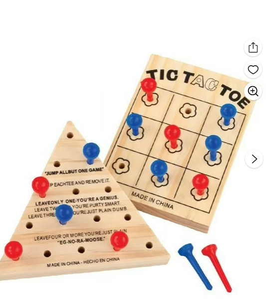 New Zummy Tic Tac Toe & Solitaire Mini Wooden Games