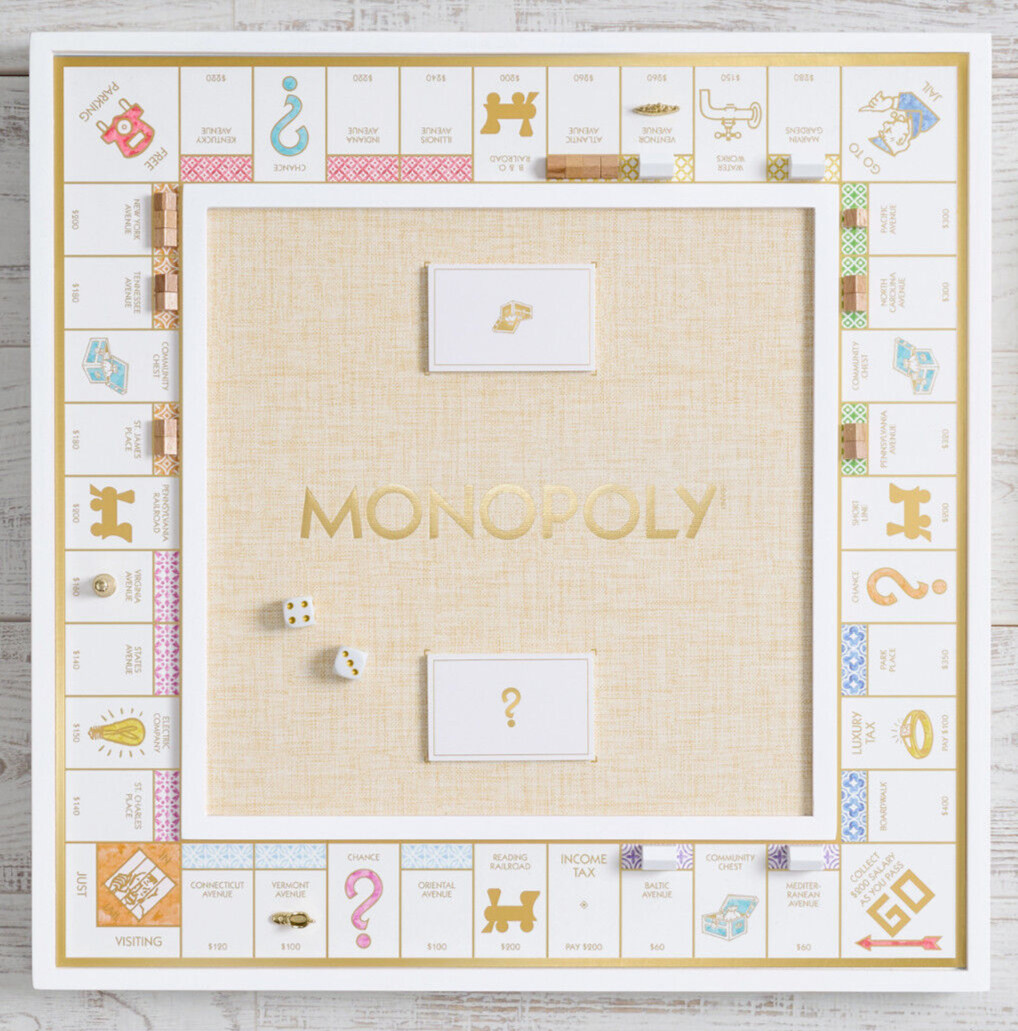 WS Game Company Monopoly Bianco Edition with Foil-Stamped Wood Game Board New