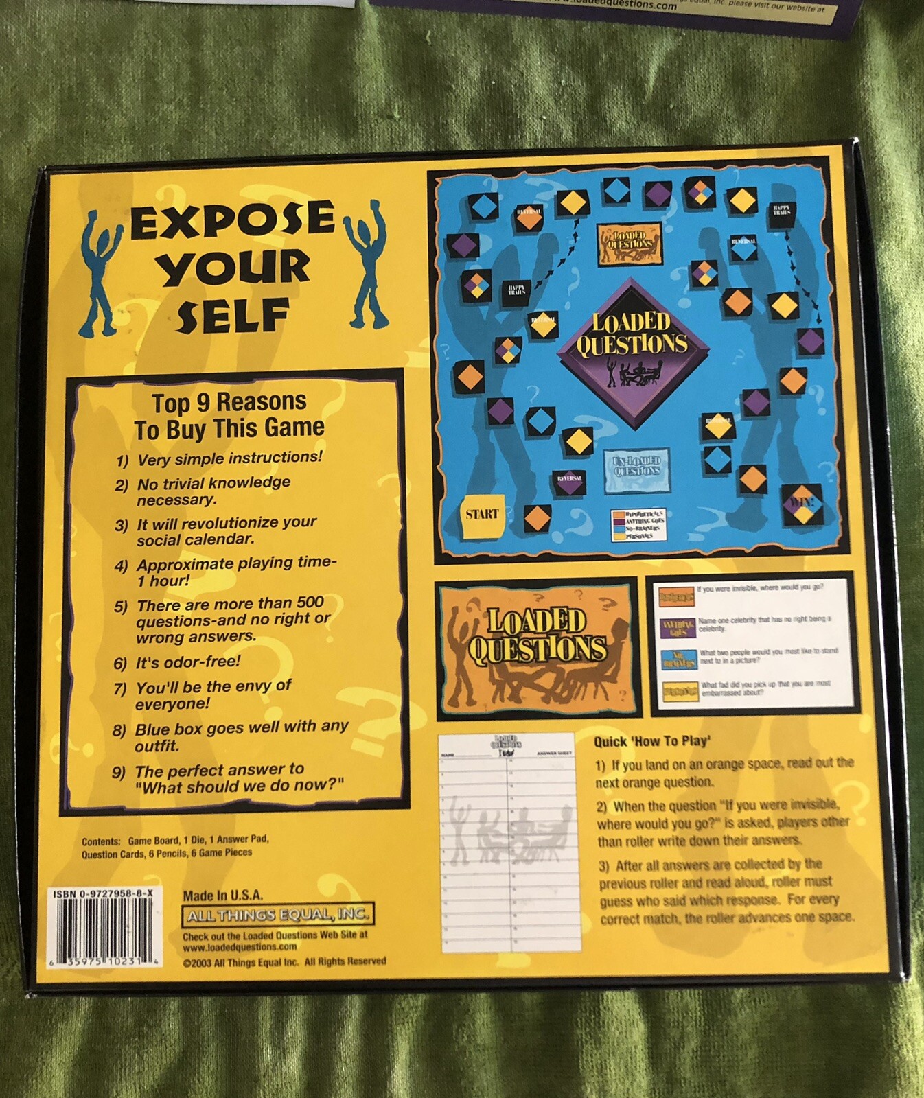 Loaded Questions Board Game Teen and Adult Party 1-6 Players 2003 Mint Condition