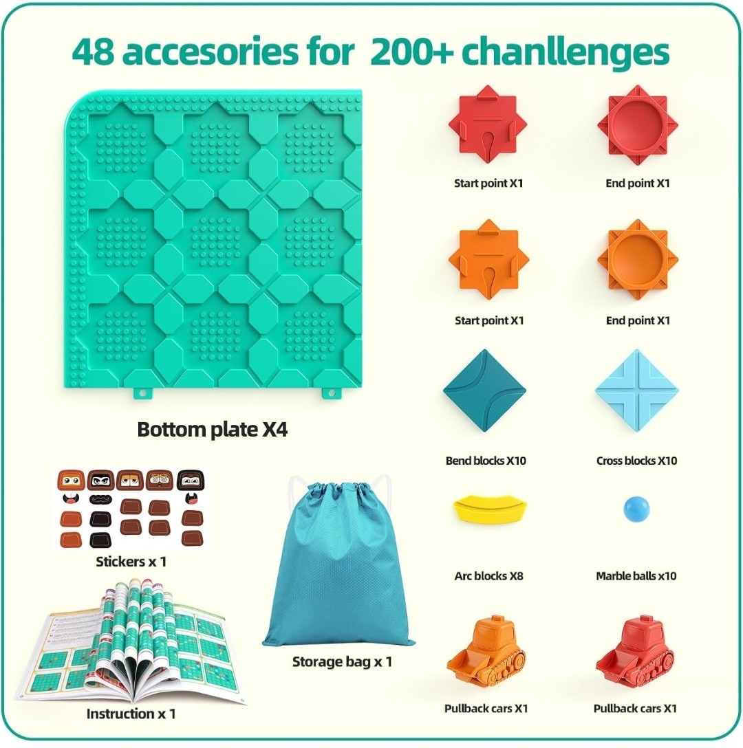 Logical Road Builder, Large Stem Games Board Game for 4 5 6 7 Years, Montessori