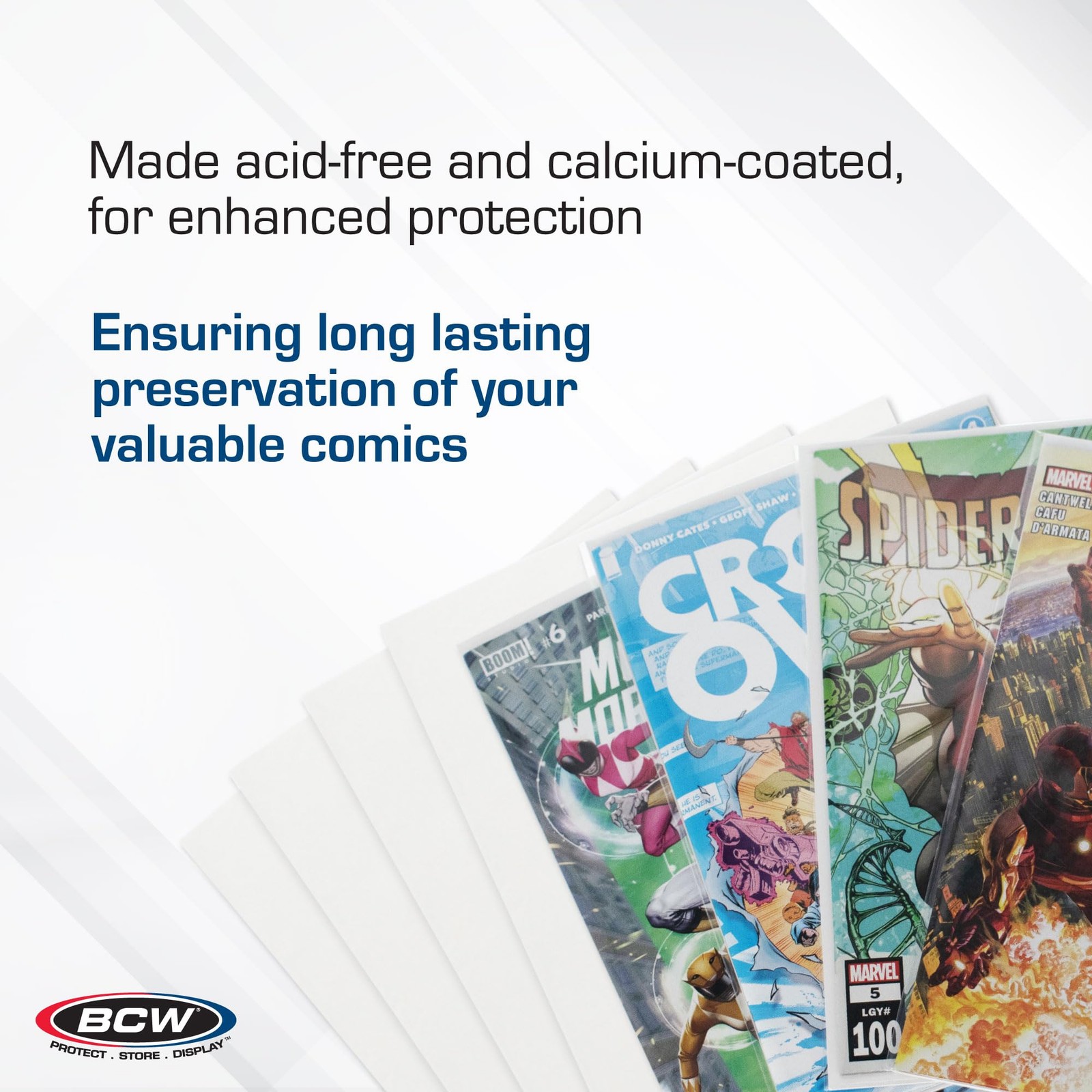 BCW Current Comic Book Backing Boards – 100 Pack | 24 pt., Coated, Buffered with