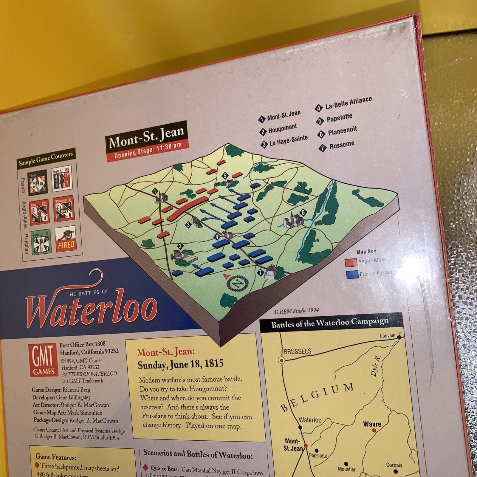 GMT 1994 – The Battles of WATERLOO game – June 16-18 1815 Napoleon UNPUNCHED