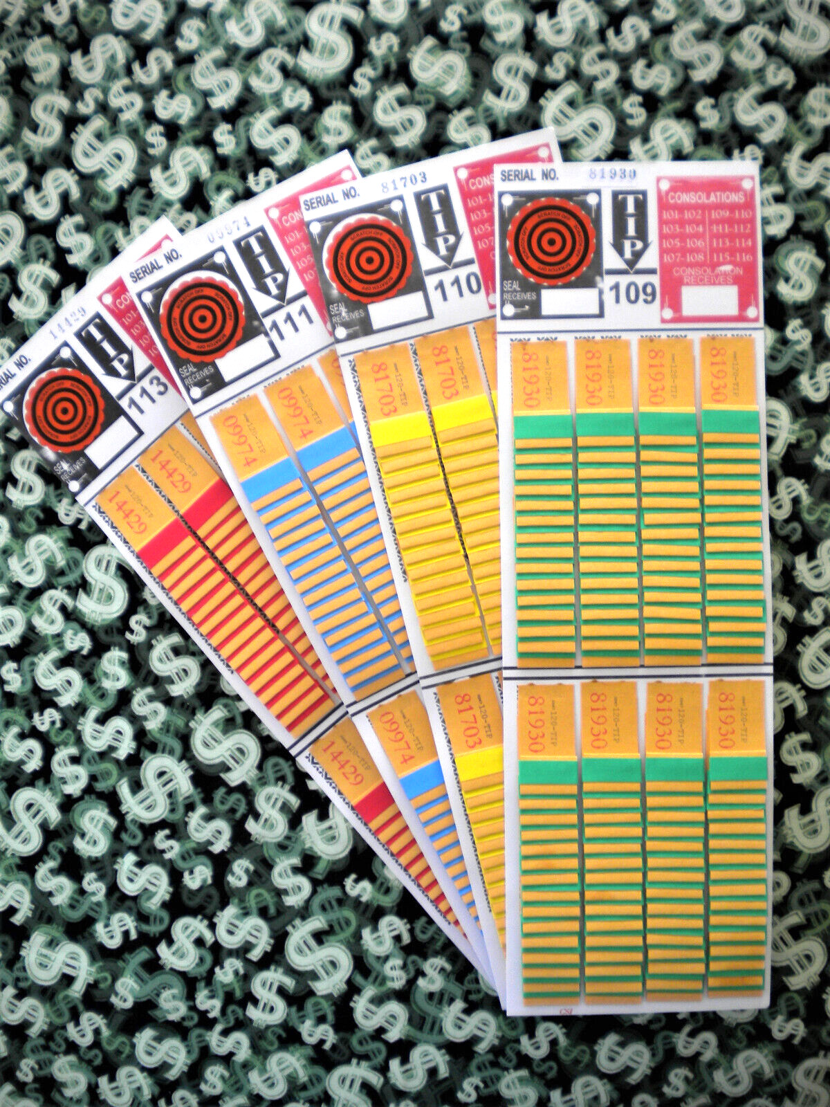 ( 1 Each ) 120 REGULAR “NOT Sure” TIP BOARDS {101-116} Pull Tab Jar Tickets