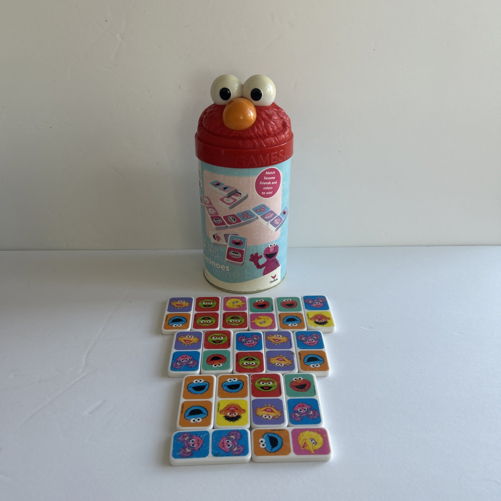 VTG Sesame Street ELMO Picture Dominoes In A Tube Matching Game 2007 & Numbers