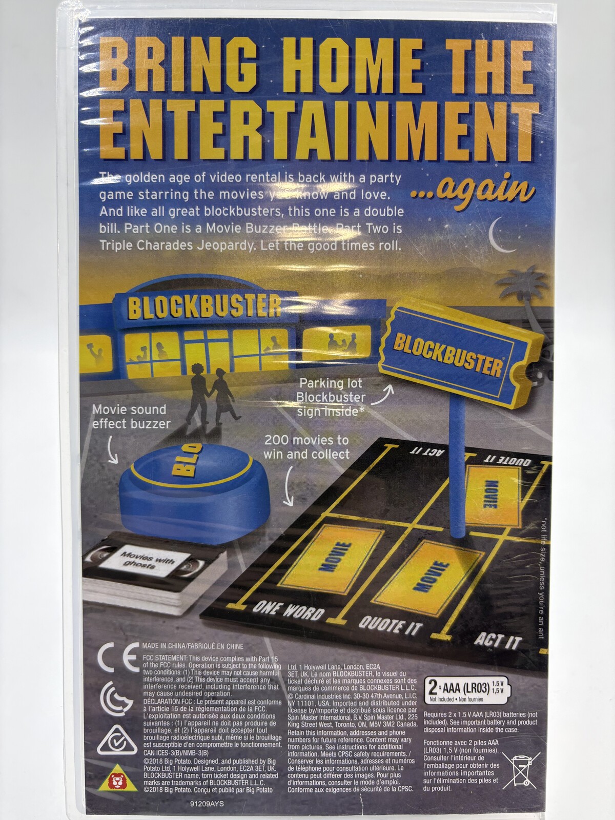 Blockbuster Party Game Big Potato 2018 Movie Buzzer Charades Sealed