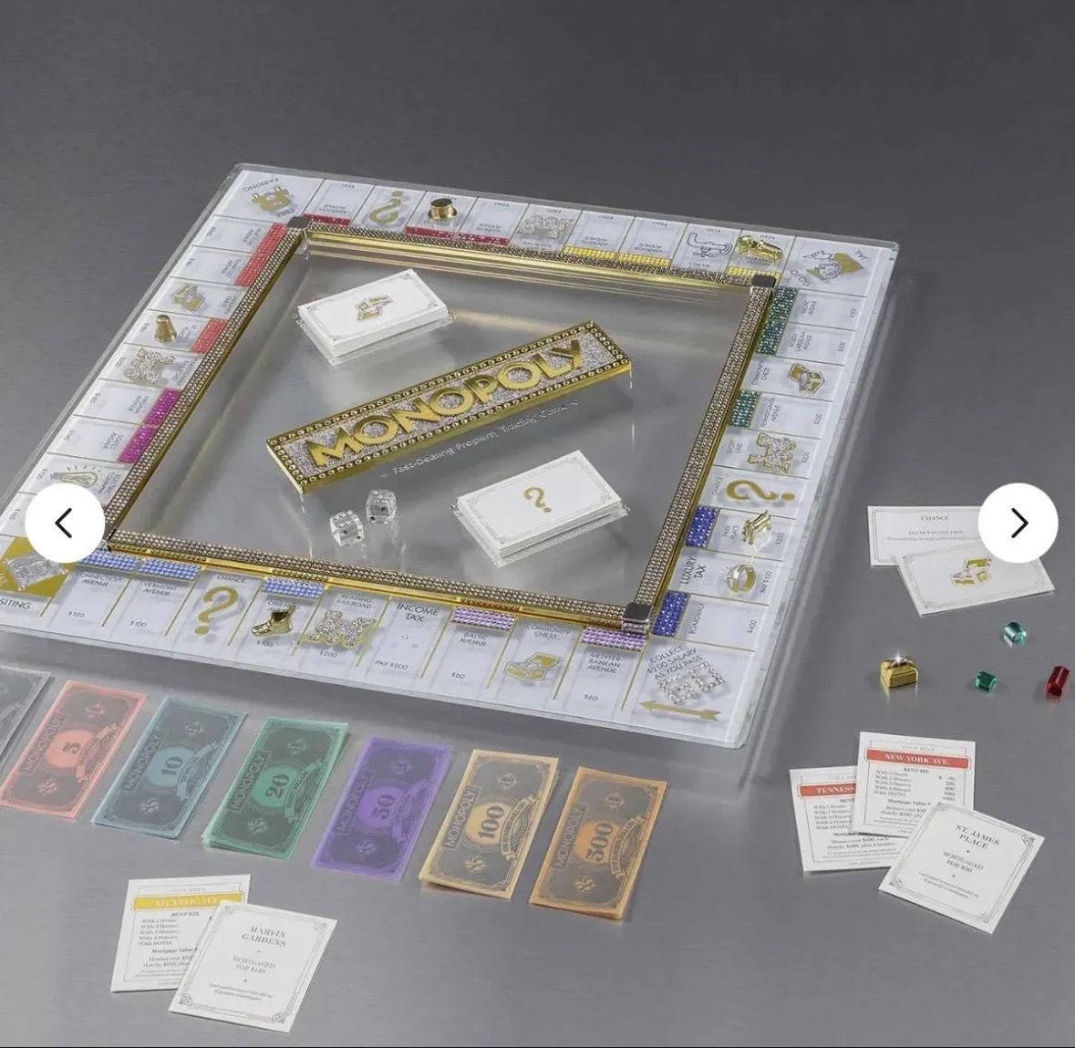 💎Monopoly 85th Anniversary Edition Board Game Swarovski Crystals Clear /500