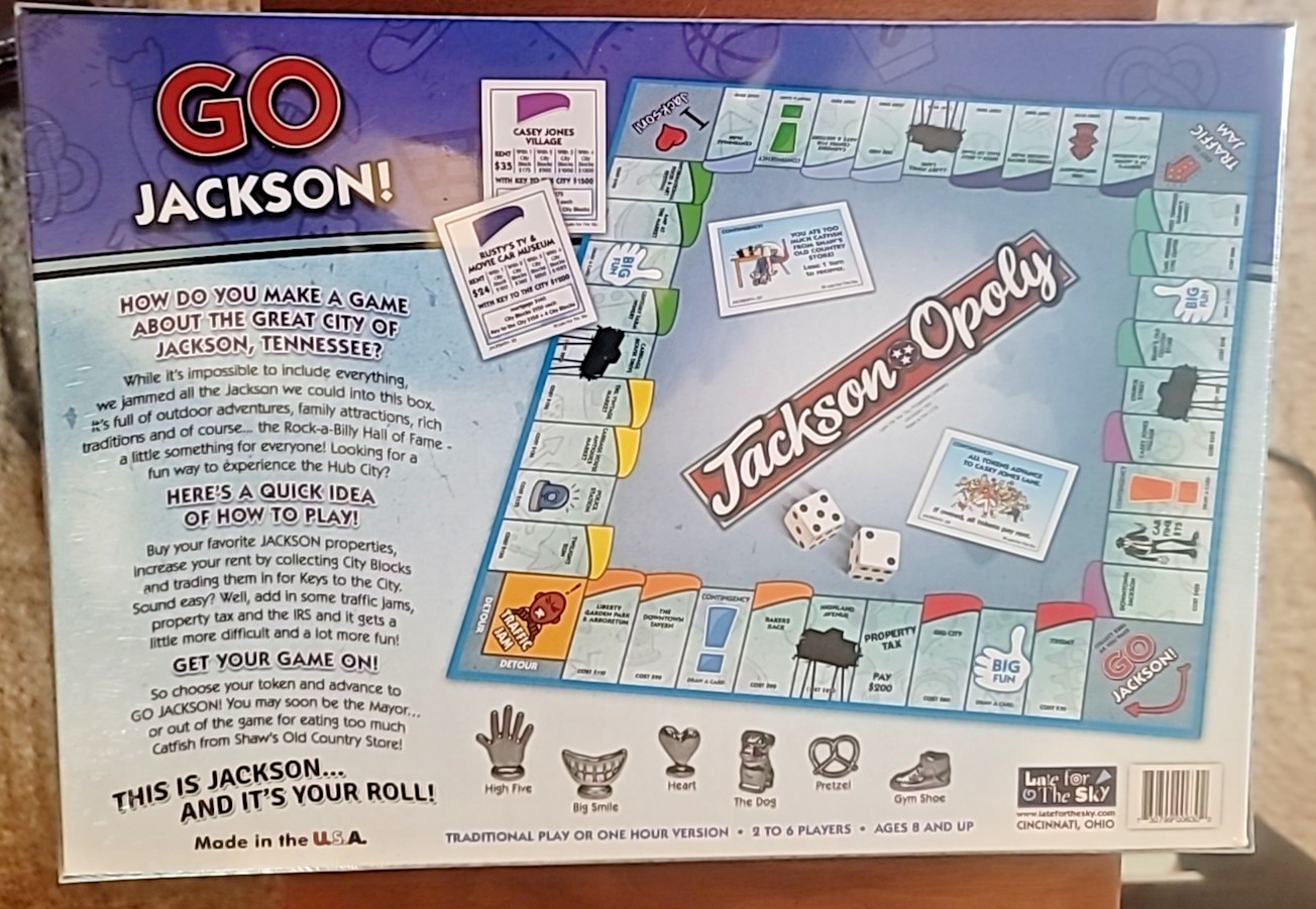 Jackson Opoly TN Late For The Sky Board Game, Full Set NEW