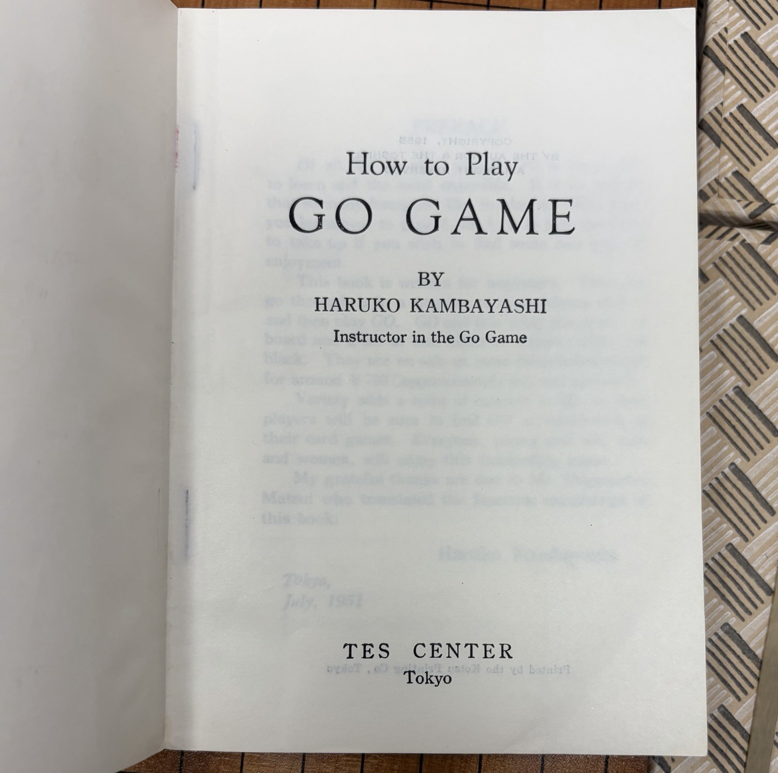 Vintage 1955 Haruko Kambayashi Go Board Game Rare Tes Center Edition Base Stones