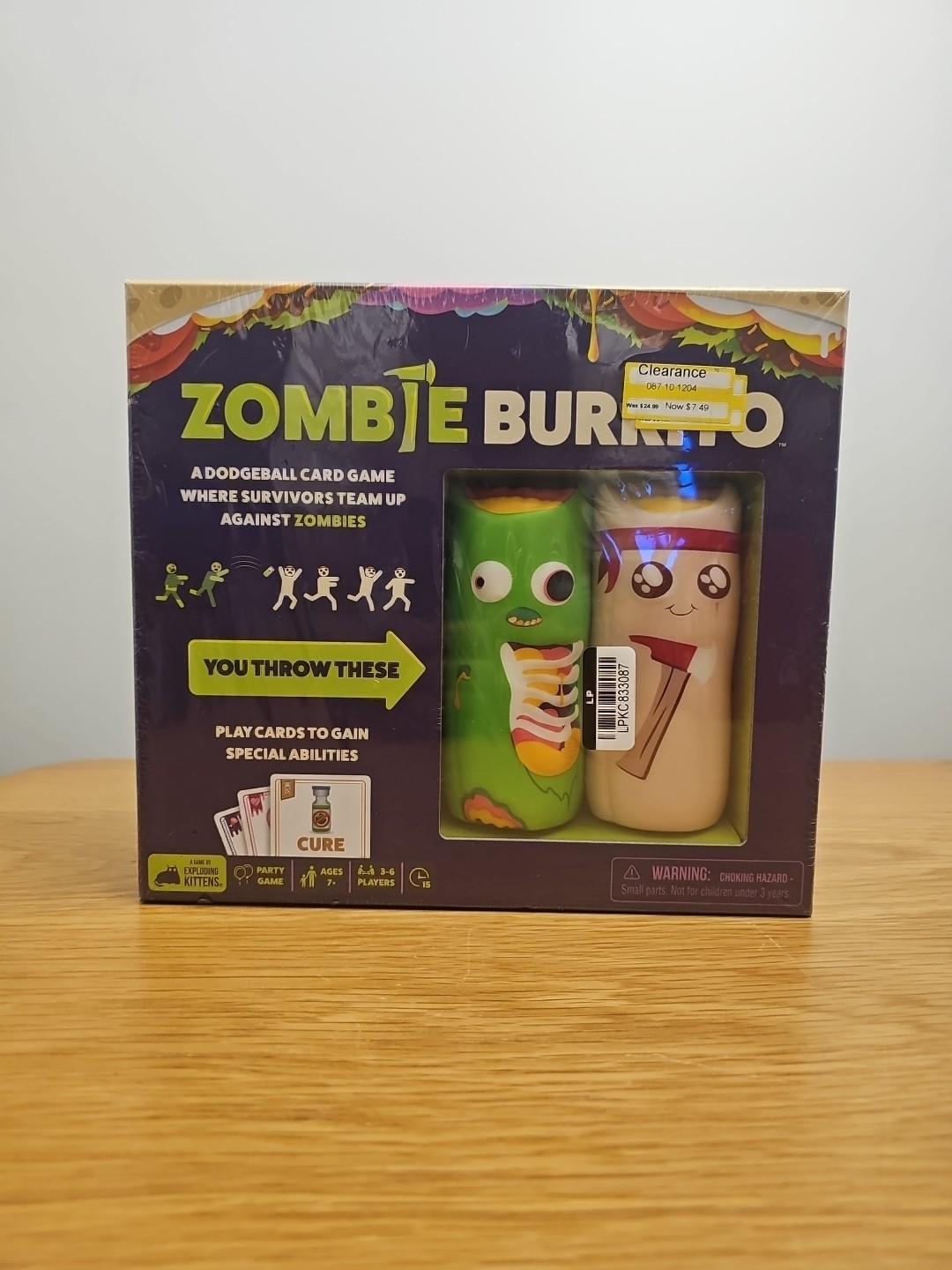 Zombie Burrito game a dodgeball card game (3-6 players, ages 7+, party game)