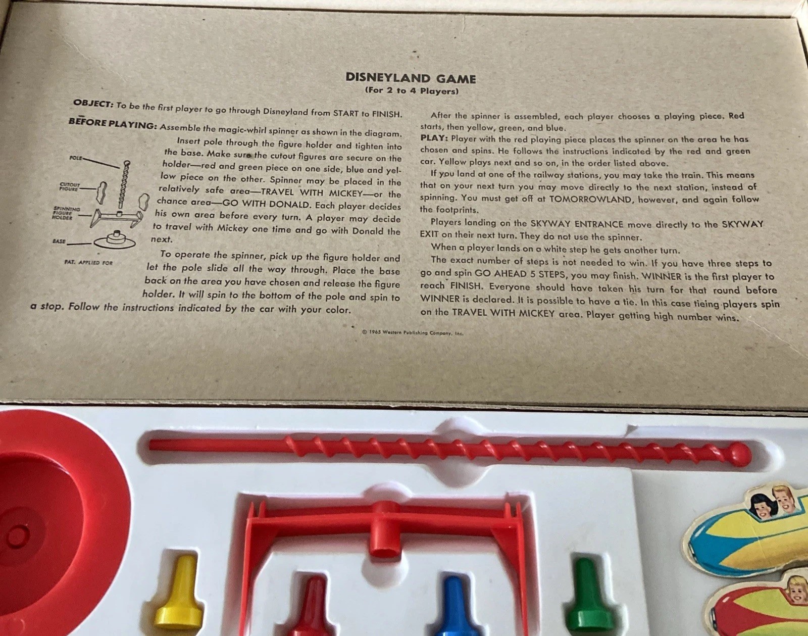 Walt Disney’s Disneyland Board Game 1965 COMPLETE Vintage Wear