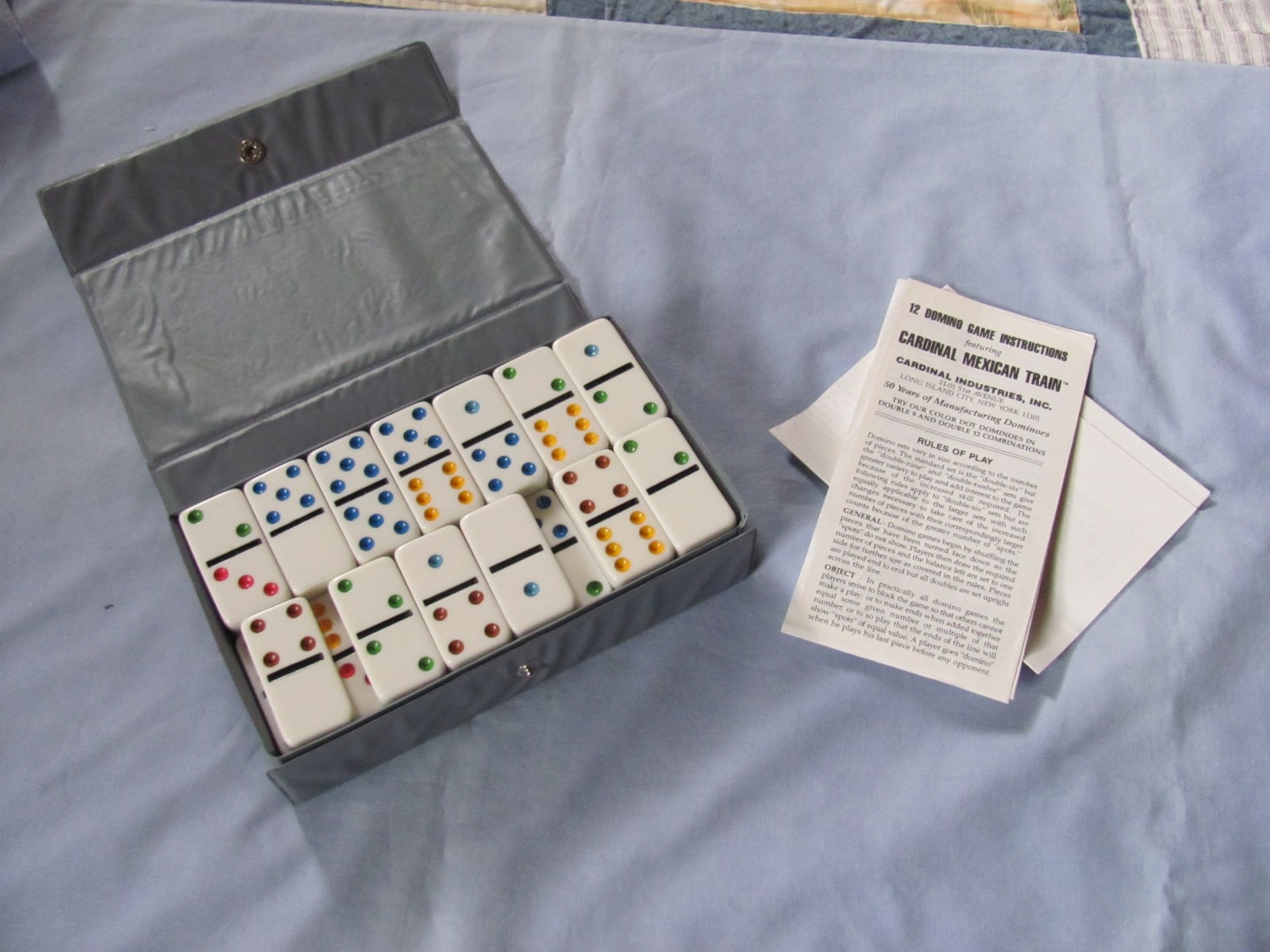 Combo -Pavilion Double 9 Dominoes & Cardinal Playing Cards/ Poker Chips/Dice Set