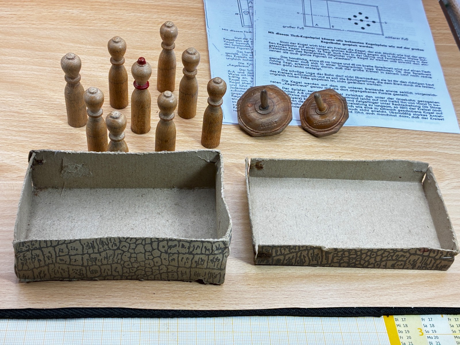 Accessories Romba bowling game for table bowling game Vauen with instructions, antique from 1913