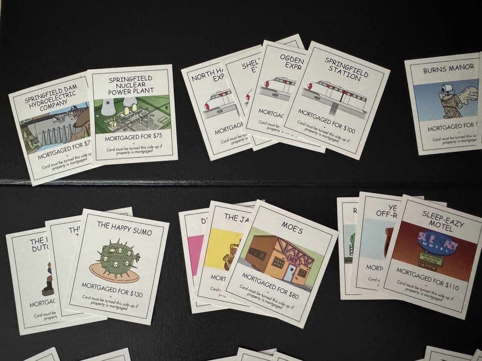 Monopoly The Simpsons 2001 28 Title Deed Replacement Game Cards