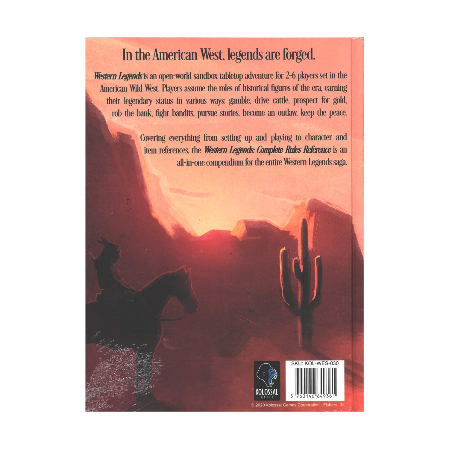 Kolossal Board Game Western Legends – Complete Rules Reference NM