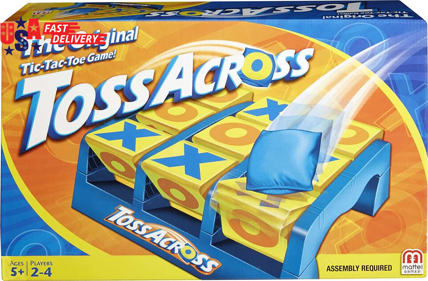 Mattel Games Toss across Game, Beanbag Tic Tac Toe for 2 to 4 Players Ages 5 Yea