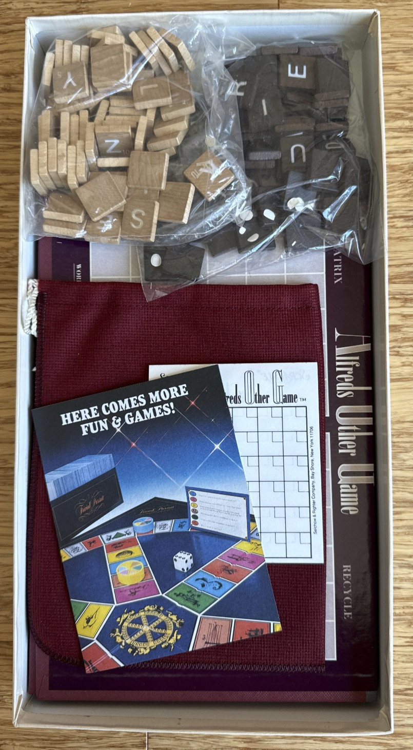Vintage ALFREDS OTHER GAME Scrabble Selchow & Righter 1985 COMPLETE