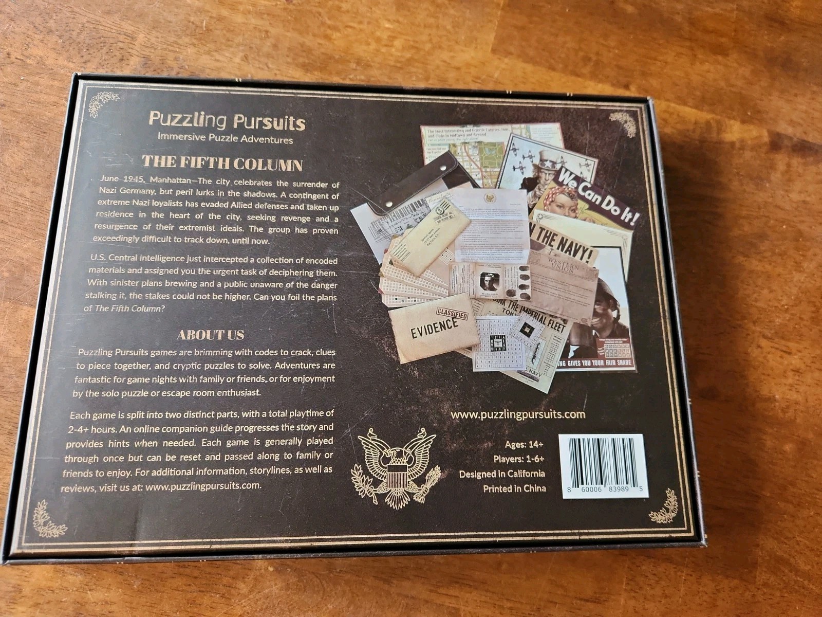 Puzzling Pursuits The Fifth Column Mystery Game Complete