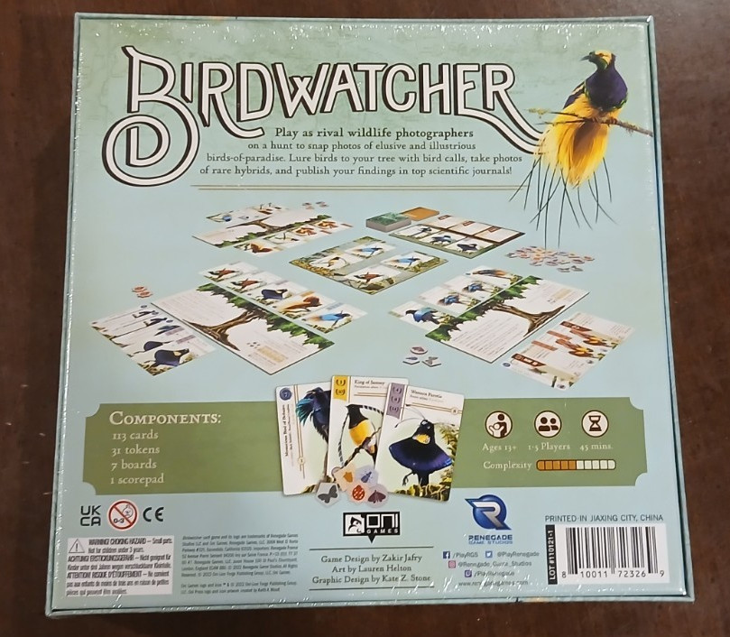 Birdwatcher Board Game NEW Sealed Zakir Jafry Lauren Helton Renegade 1-5 Players