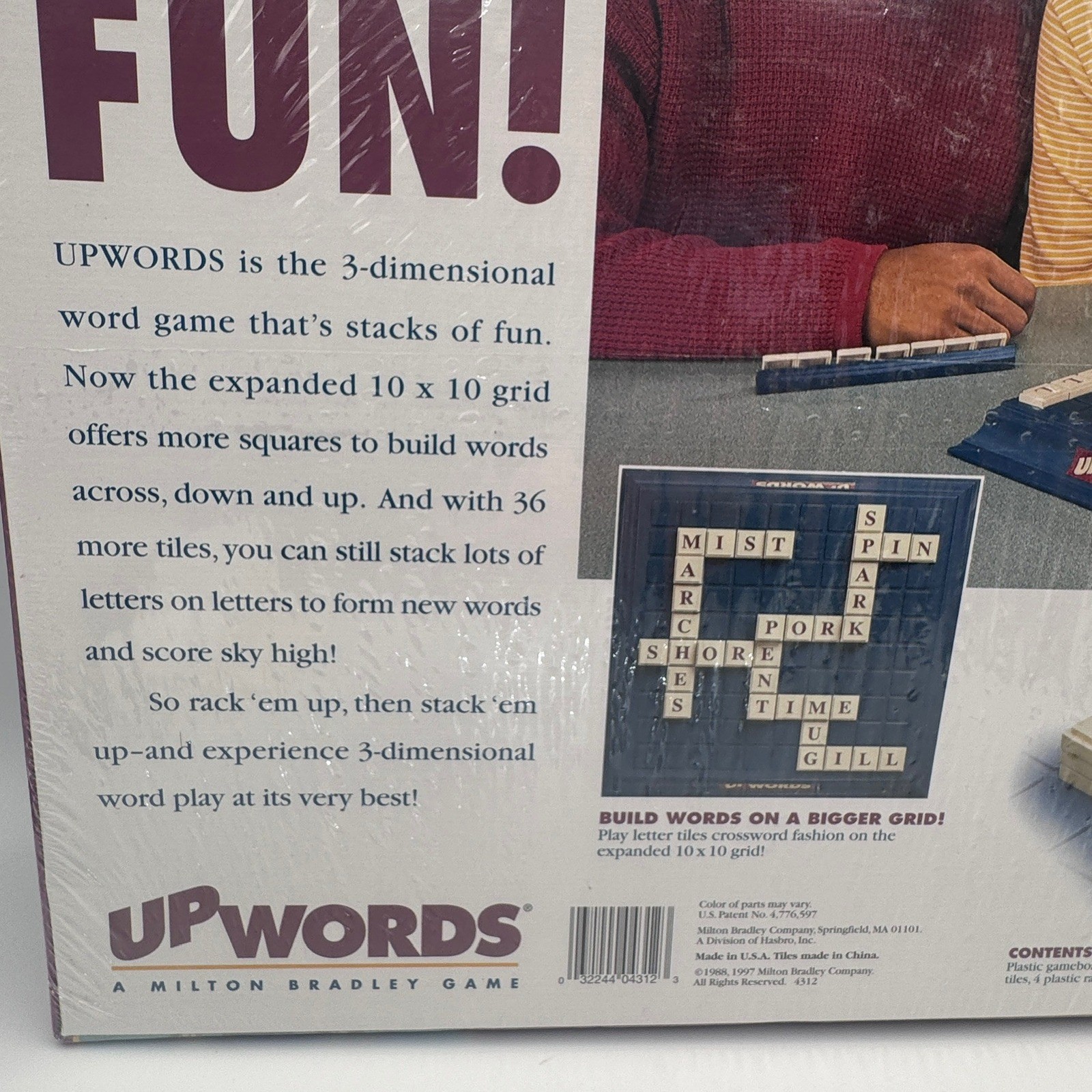 Milton Bradley Upwords 3D Word Game 1997 Expanded 10×10 Grid New Sealed 4312