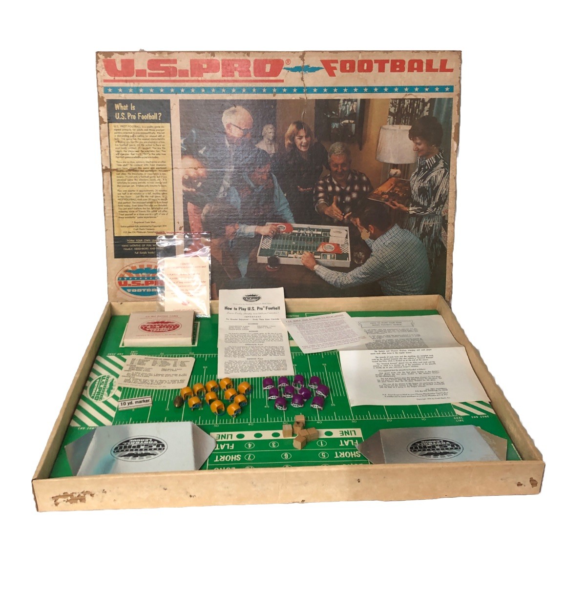 Vintage 1974 U.S Pro Football Board Game. Rare! Large 26”x19” Craft Plastix Co.