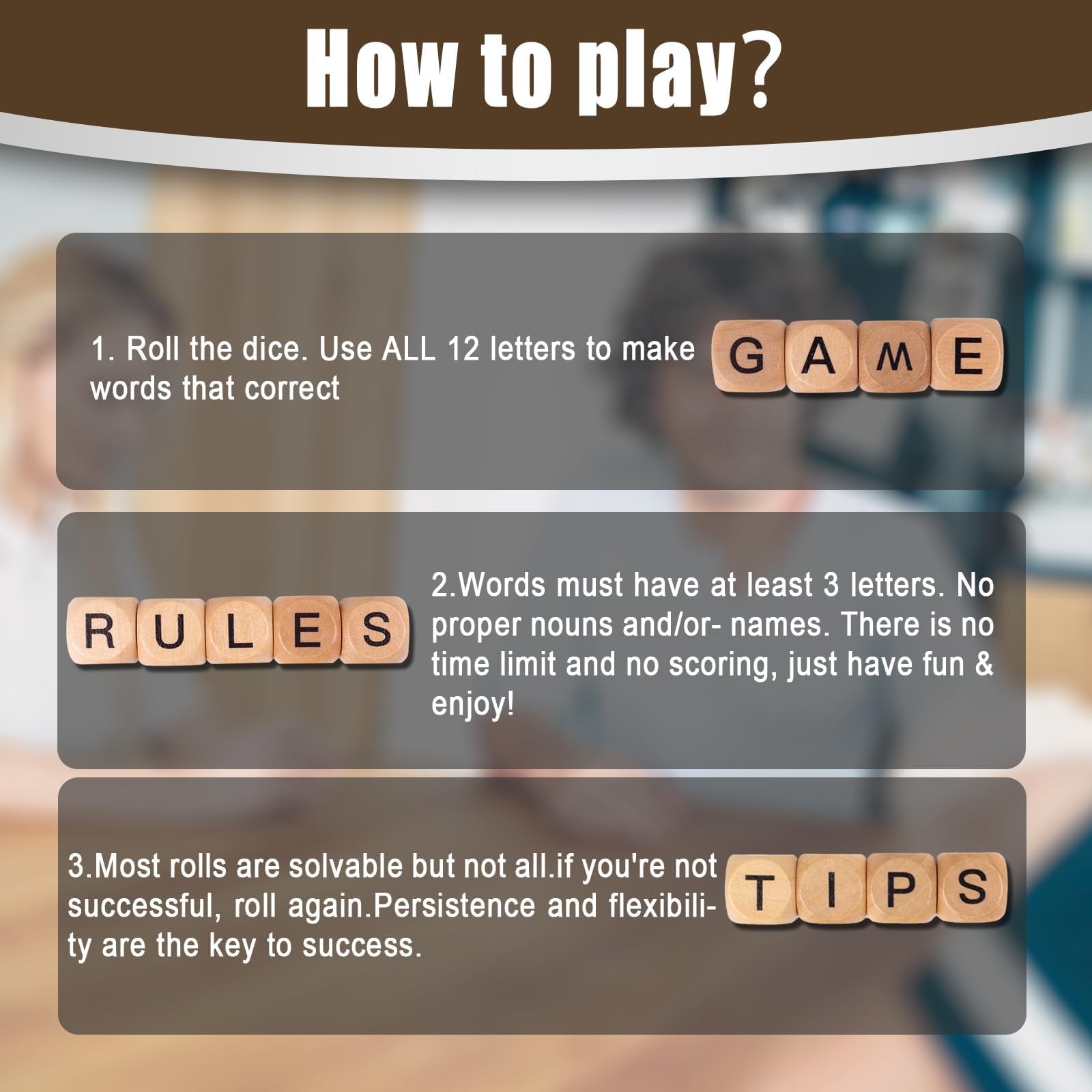 The Crossword Game,Classical Game with 12 Dice Letters, Wooden Letter Tiles D…
