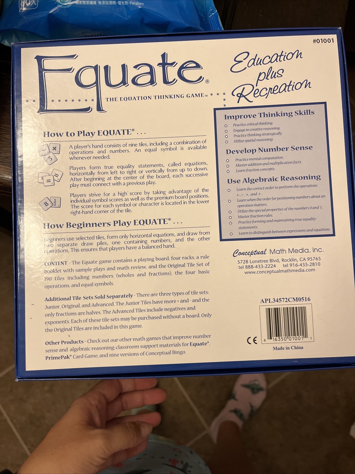 EQUATE The Equation Thinking Game. Conceptual Math Media, Learning