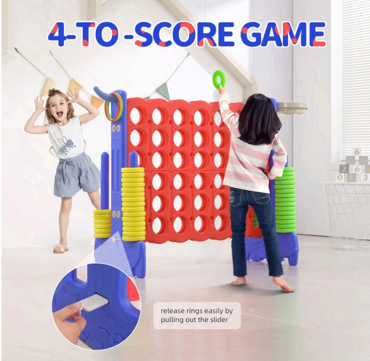 Giant 4-in-a-Row Game, 3-in-1 Jumbo Yard Game with Carry Bag