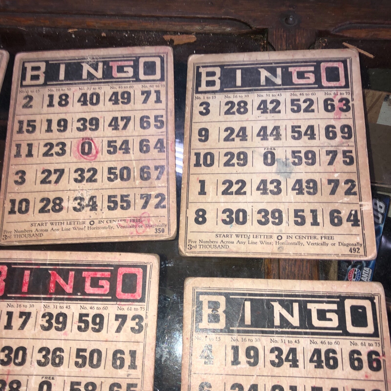Vintage Lot of 12 Cardstock Bingo Cards Black White Scrapbooking Vignettes 5×6”