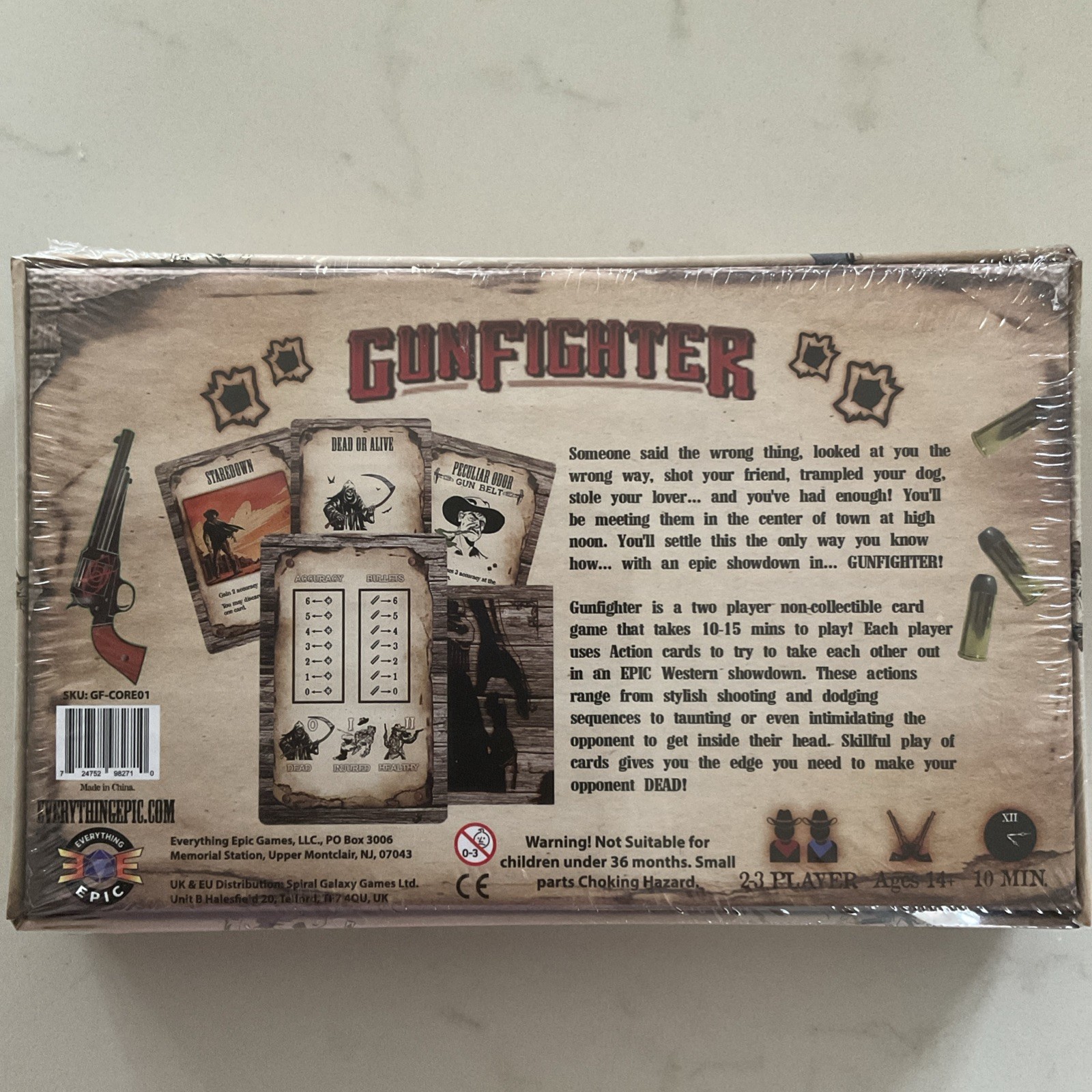 NEW SEALED Gunfighter Card Game by Everything Epic Games 2-3 Players AGES 14+
