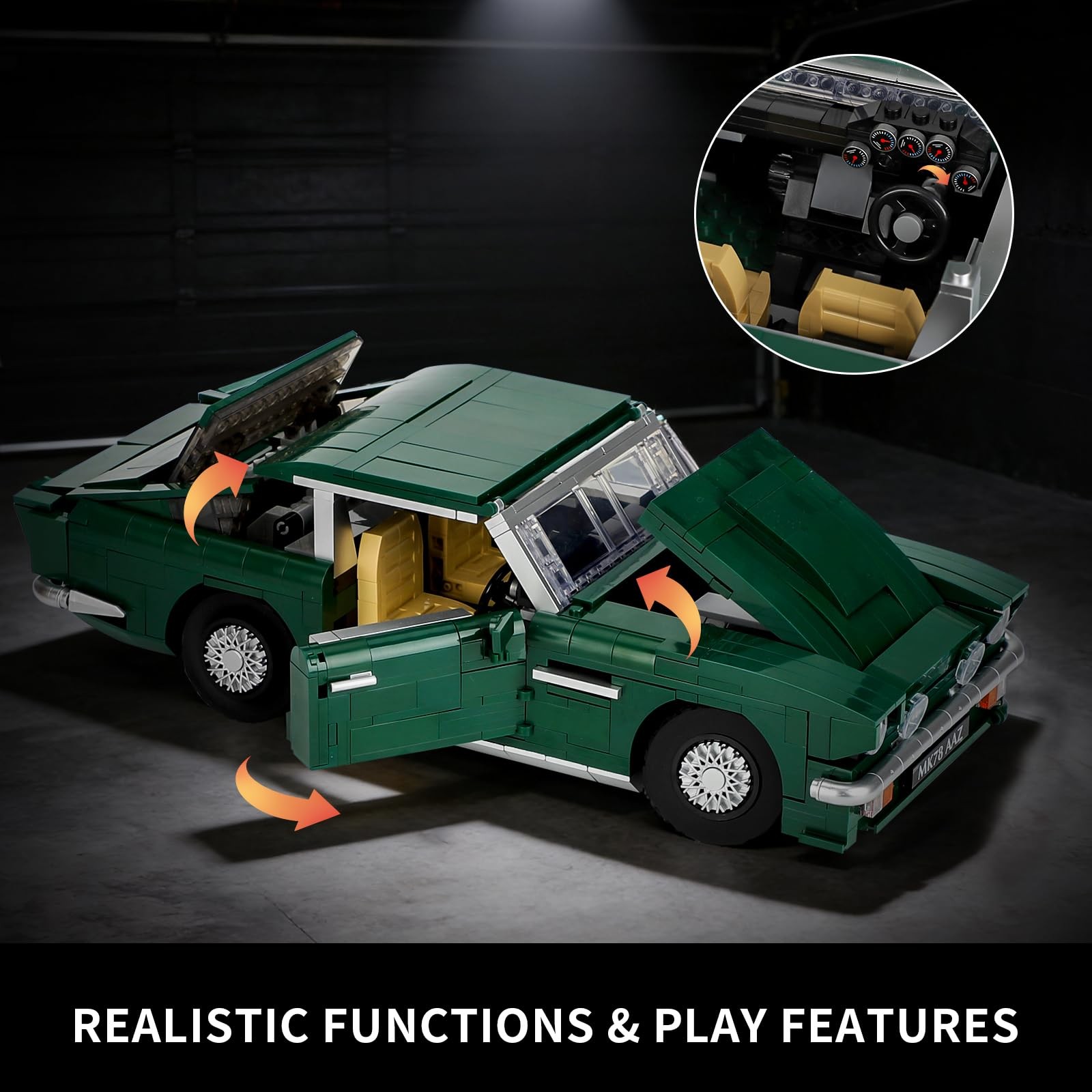 Building Set 1253PCS Classic Muscle Sports Racing Car Model Kit YC755 Led stone