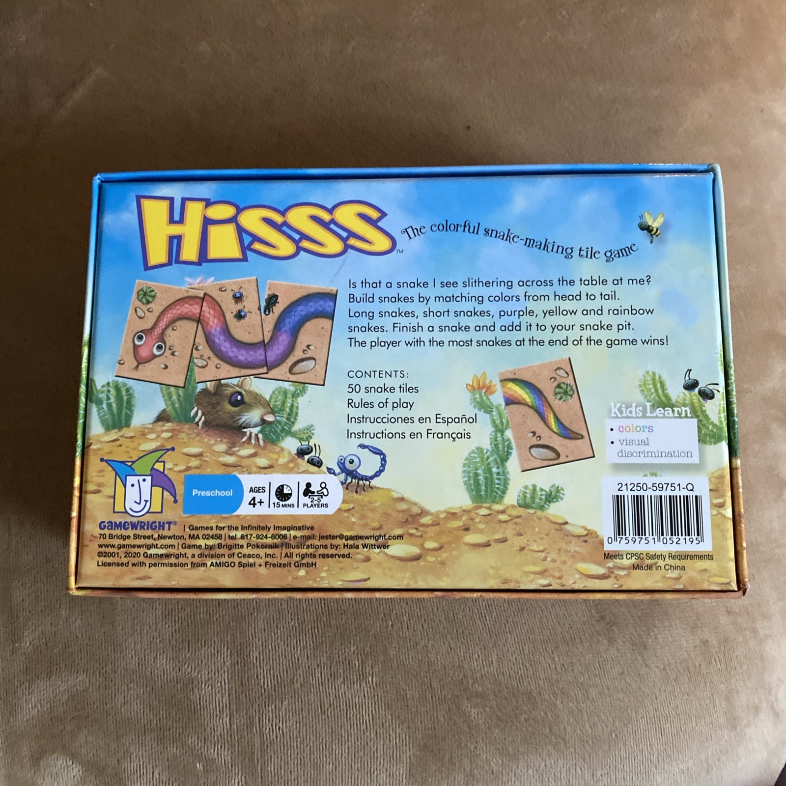Gamewright Hisss Snake Matching Tile Game Complete Family Kids