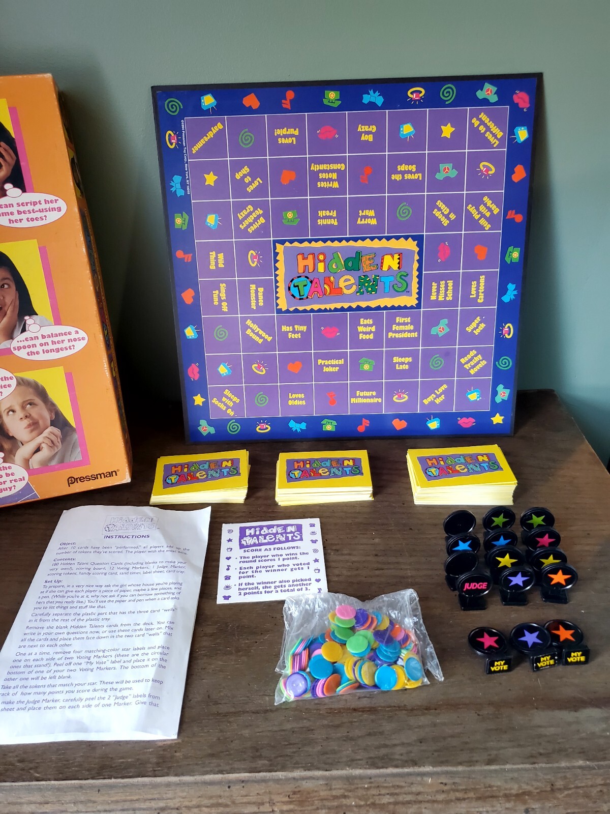 Hidden Talents Board Game 1994 Pressman Sleepover Teen Girl Party Game No timer