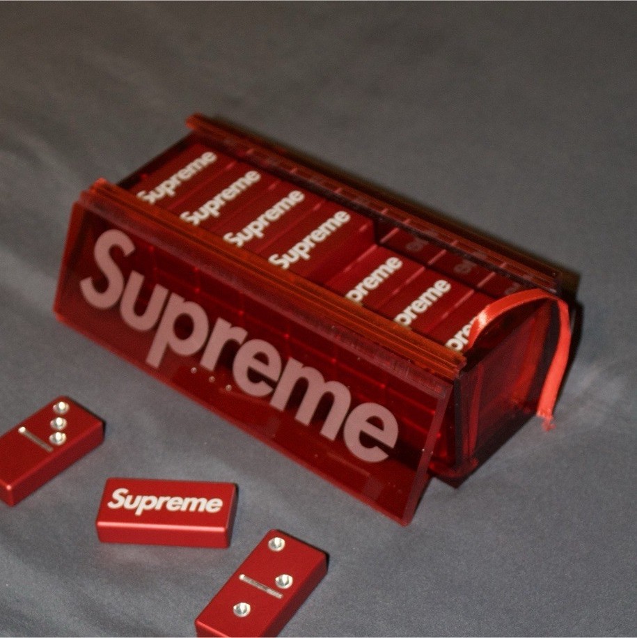 Supreme Dominoes Red Custom Design Tile Game Set