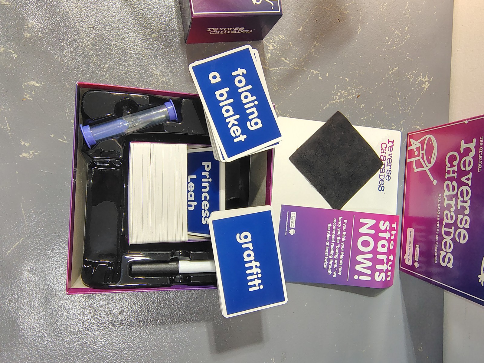 The Orginal Reverse Charades Knyxx Brand Party Game Purple Box