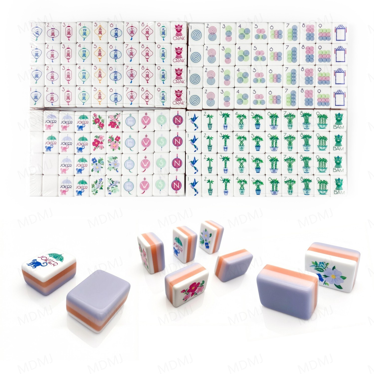 NEW! Vibrant Layered Mahjong Tiles – American Set 160 Tiles – Violet