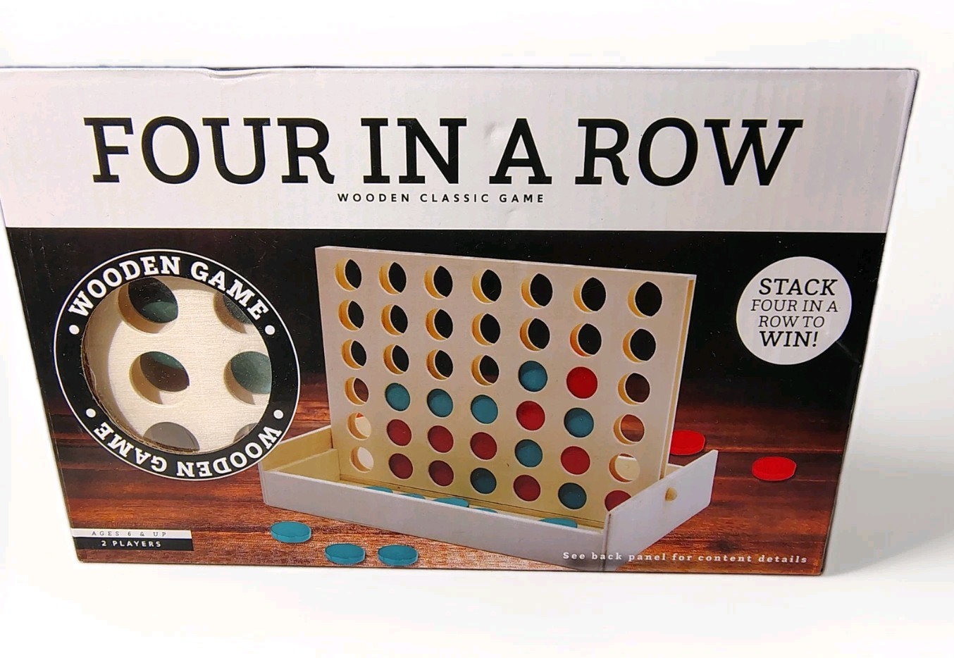 Four in a Row Wooden Classic Game Connect 4 Style Family Fun New Small Set
