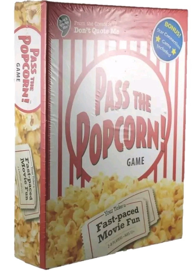 Pass The Popcorn Game – Fast Pace Family Friendly Movie Trivia Game New In Box