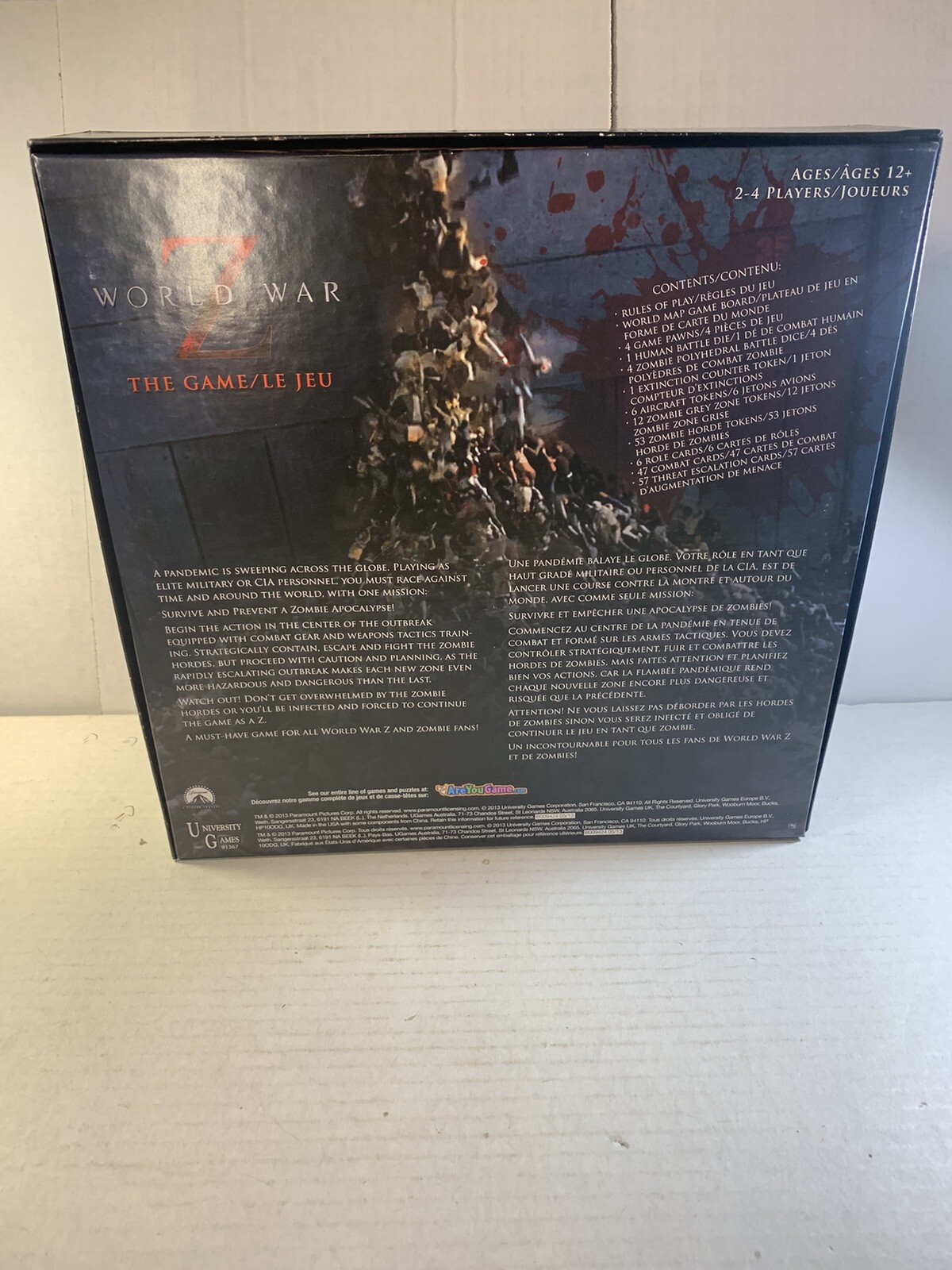 World War Z Role Play Board Game New Unplayed Zombie Game Brad Pitt Age 12+ Mint