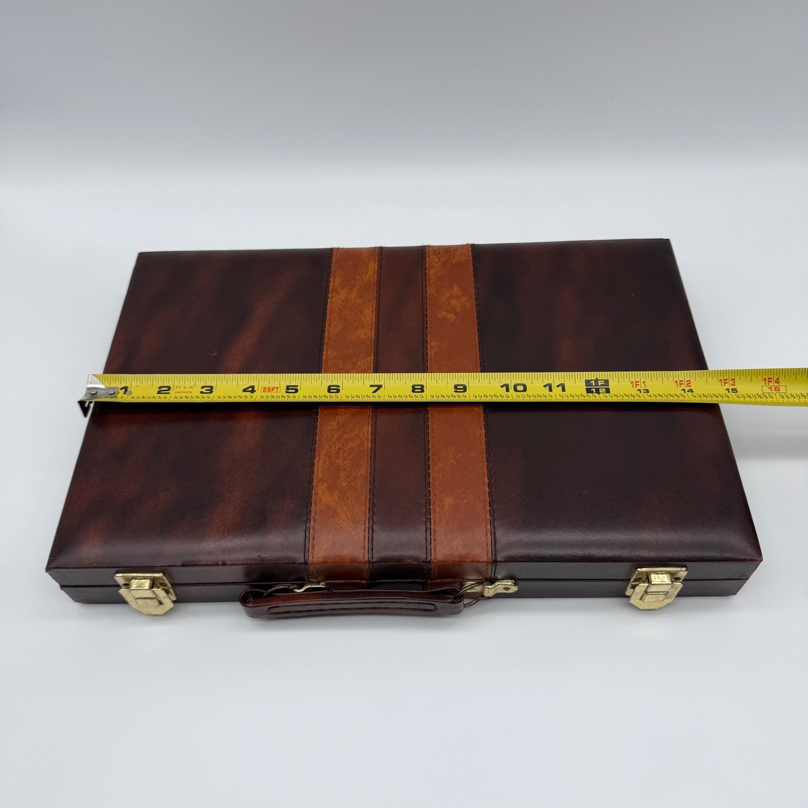 Backgammon Game Leather Briefcase Set 14.5″x9.5″ Complete