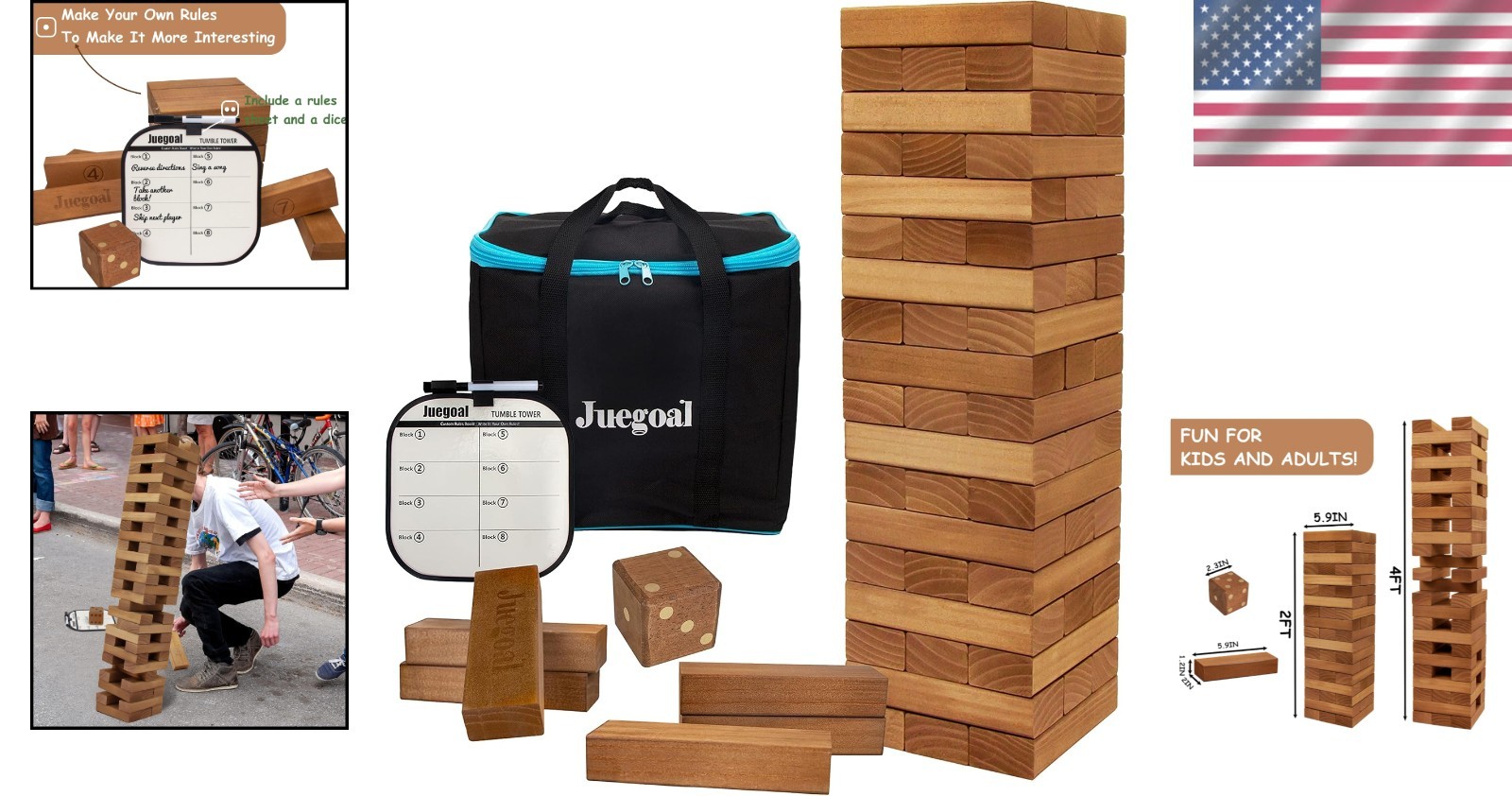 Portable Giant Stacking Game for Indoor & Outdoor