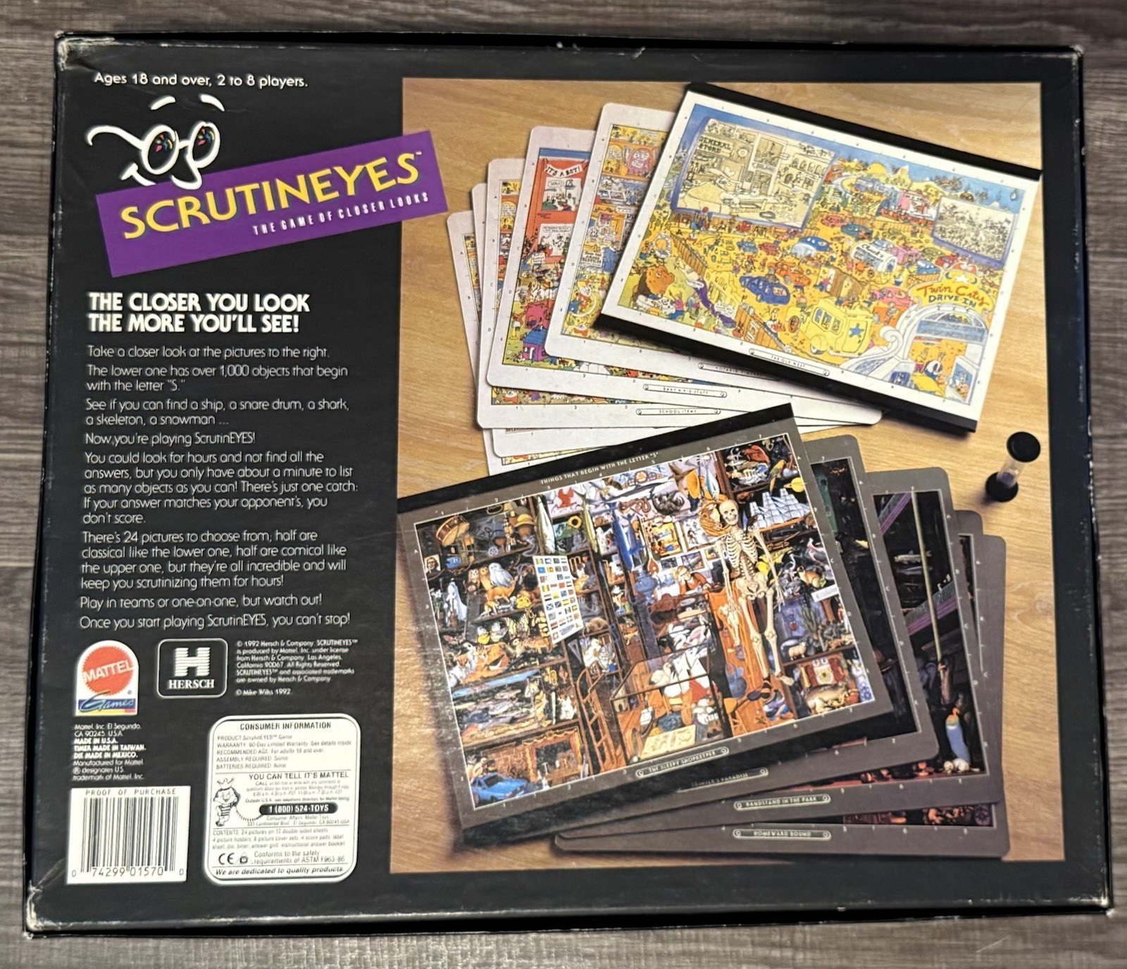 Scrutineyes The Board Game of Closer Looks Vintage 1992 UNUSED Pieces Complete