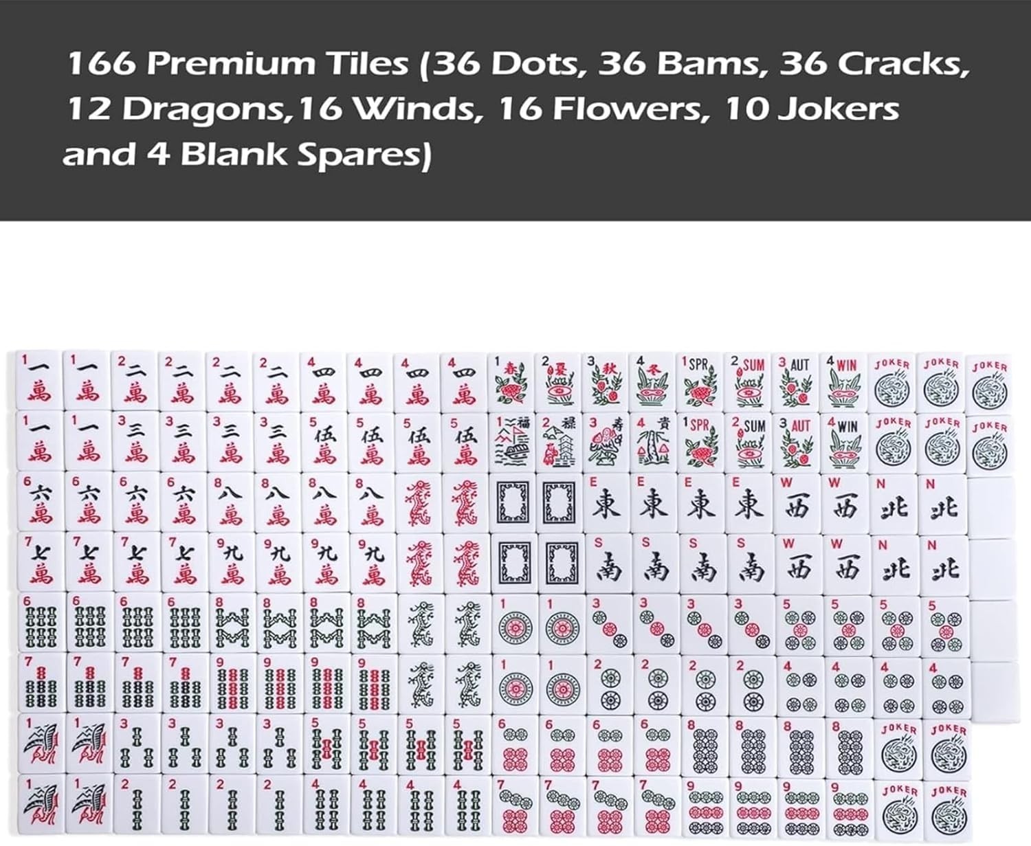 Stylish Mahjong Game Set with 166 Tiles & Portable Pink Bag for 4 Players