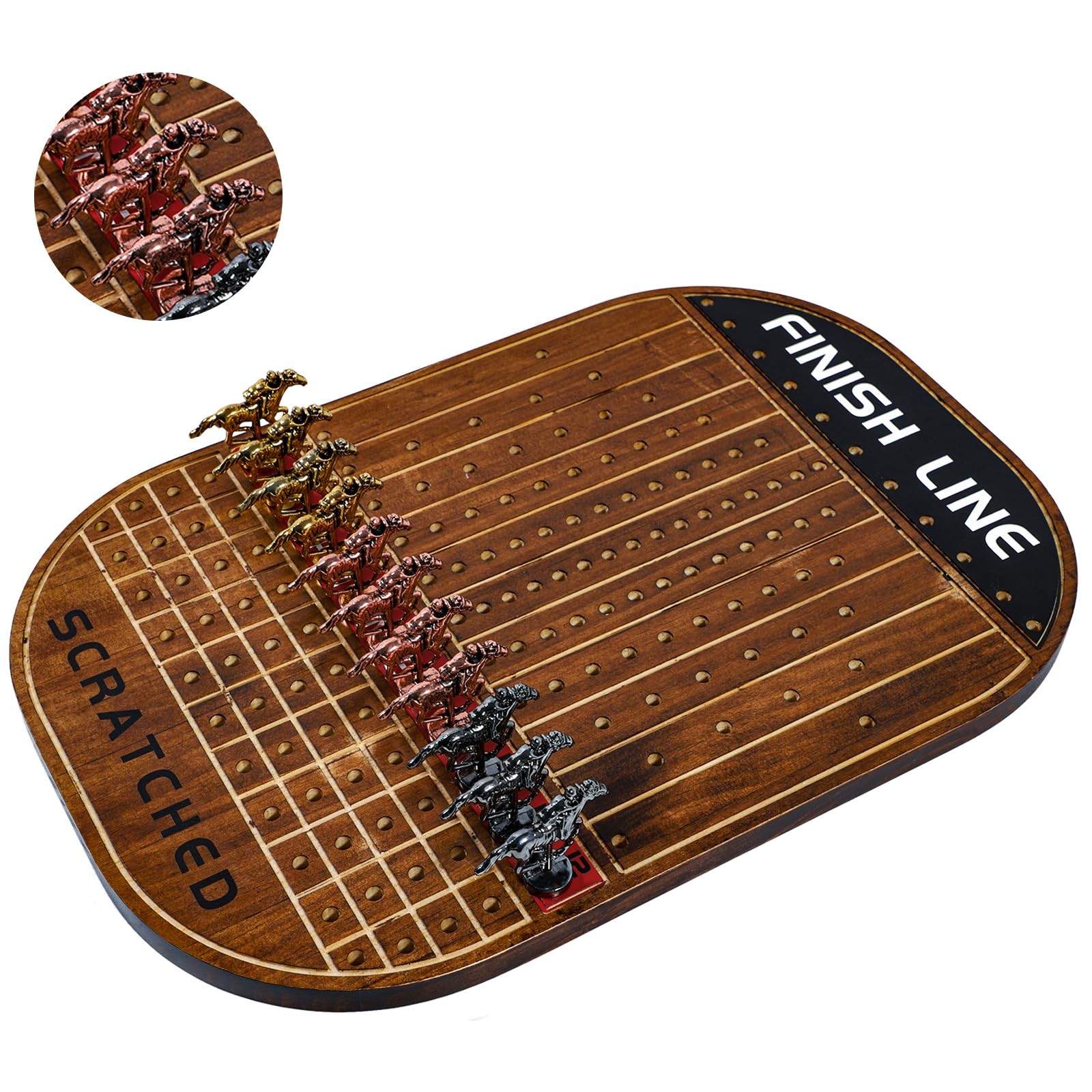 Horse Race Board Game Racing Game Thickened Solid Wood with 11 Luxurious Dura…