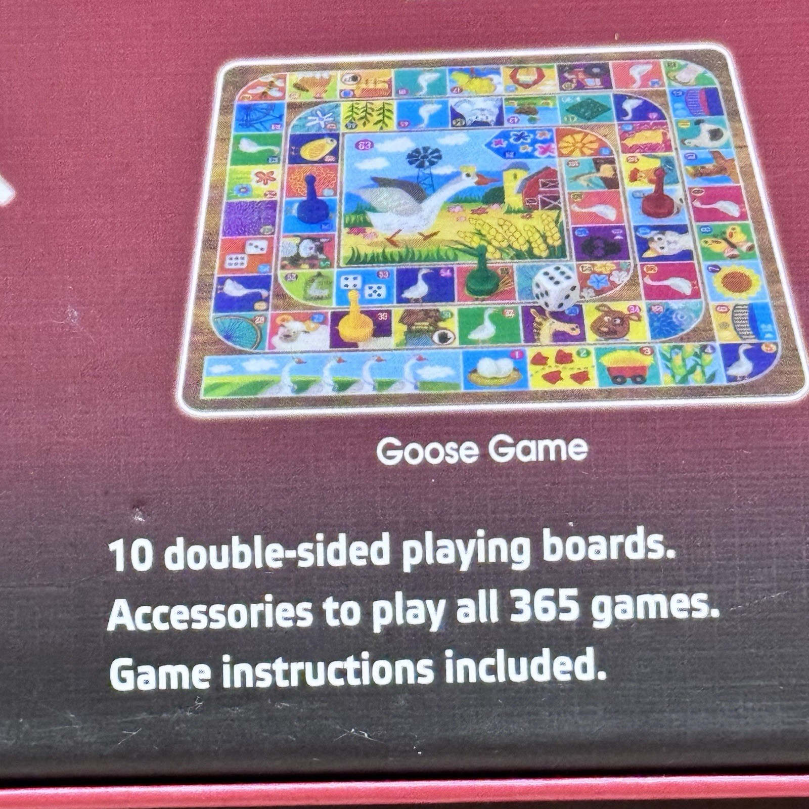 Classic Games 365 Game Set Board Games, Cards Dice, Double Sided Boards Open Box